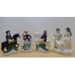 Victorian Staffordshire pottery figures: to include 'Tom King'  9"h