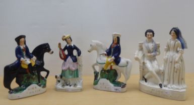 Victorian Staffordshire pottery figures: to include 'Tom King'  9"h