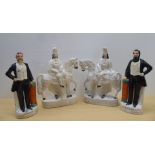 Victorian Staffordshire pottery figures: to include 'Moody'  14"h