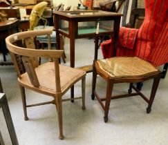 An Edwardian style crossbanded satinwood and mahogany display table with a bevelled glass,