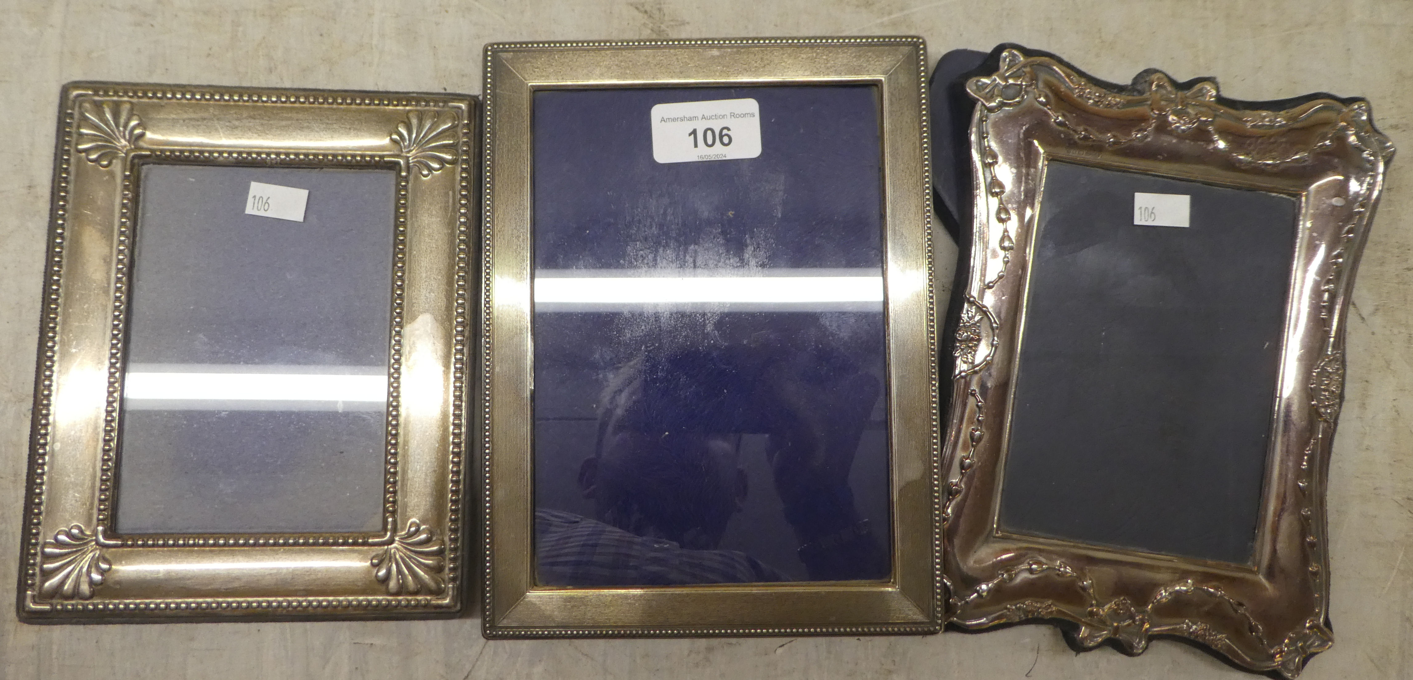 Five silver mounted photograph frames, each on an easel back  mixed marks  largest 8" x 6" - Image 3 of 3