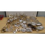 Silver plated tableware, mainly condiments pots and sauce boats