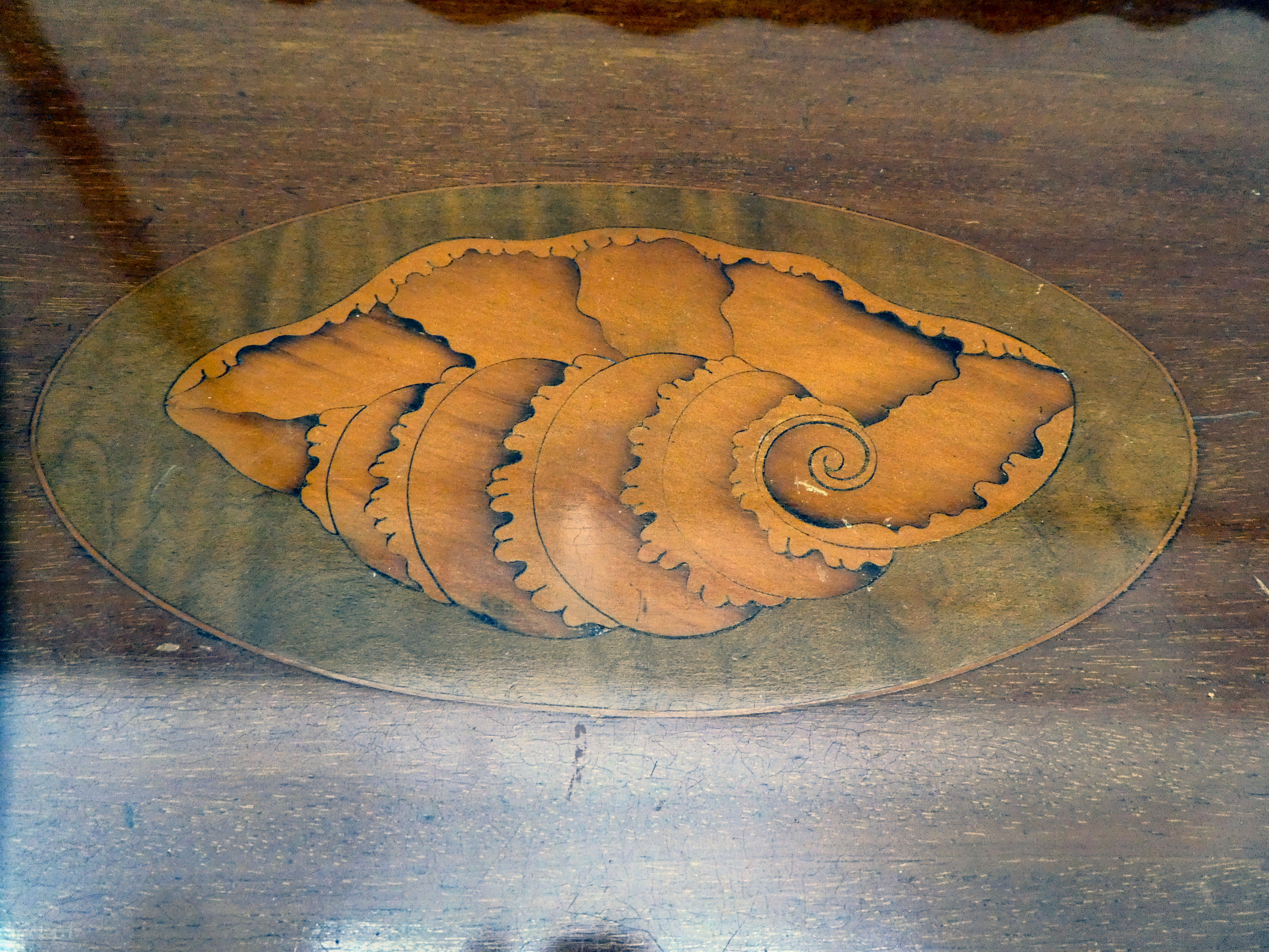 A late Victorian/Edwardian mahogany galleried serving tray of serpentine outline with a central - Image 2 of 3