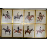 After Frederick Remington - a series of eight native American figure studies  coloured prints  12" x