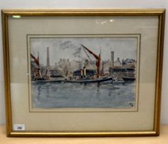 Richard French - 'Shipping Barges at Bristol'  watercolour  bears initials & dated '28 with a Sloane