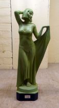 A 1930s Art Deco painted plaster figure, an Egyptian female dancer  24.5"h