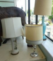 Four dissimilar modern table lamps  largest 14"h