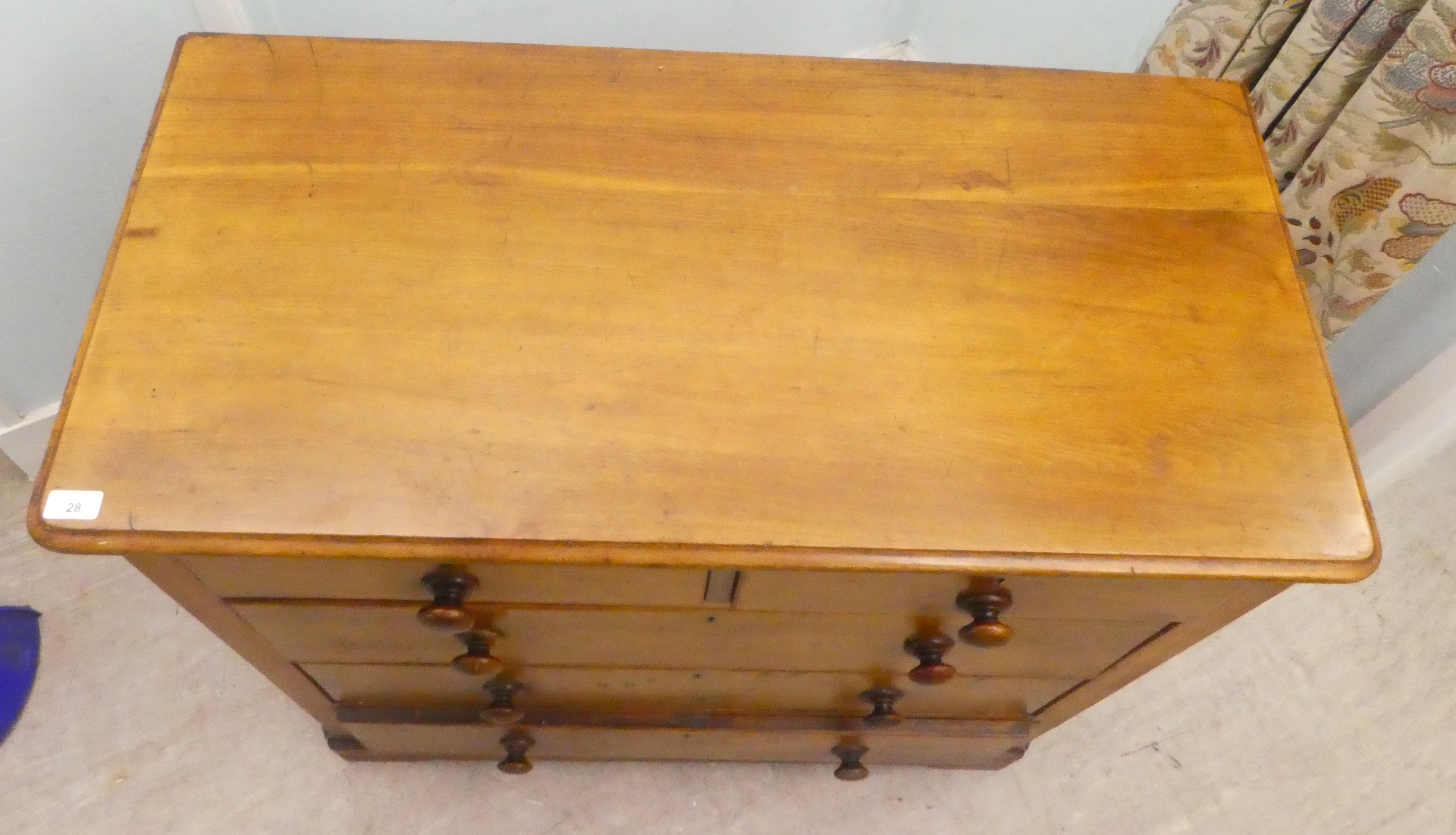 A late Victorian mahogany five drawer dressing chest, on a plinth  39"h  39"w - Image 2 of 5