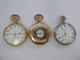 Three dissimilar variously cased and faced pocket watches