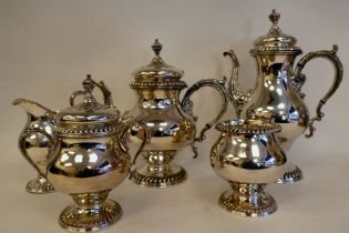 A five piece silver plated tea set