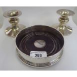 Silver collectables: to include a wine bottle coaster with a turned wooden base  indistinct