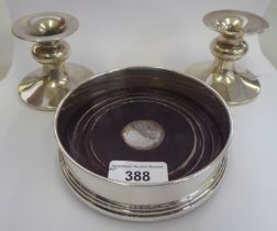 Silver collectables: to include a wine bottle coaster with a turned wooden base  indistinct