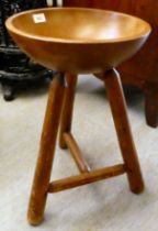 A mid 20thC Habitant Furniture of Bay City, Michigan scratch built pine stool