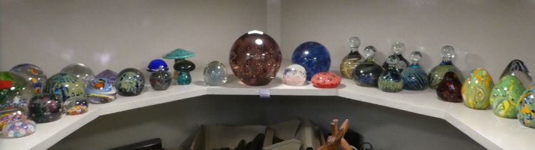 Glass paperweights: to include examples by Medina  various sizes