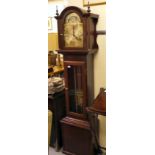 A 20thC West German mahogany finished longcase clock; the chiming chain driven movement faced by a