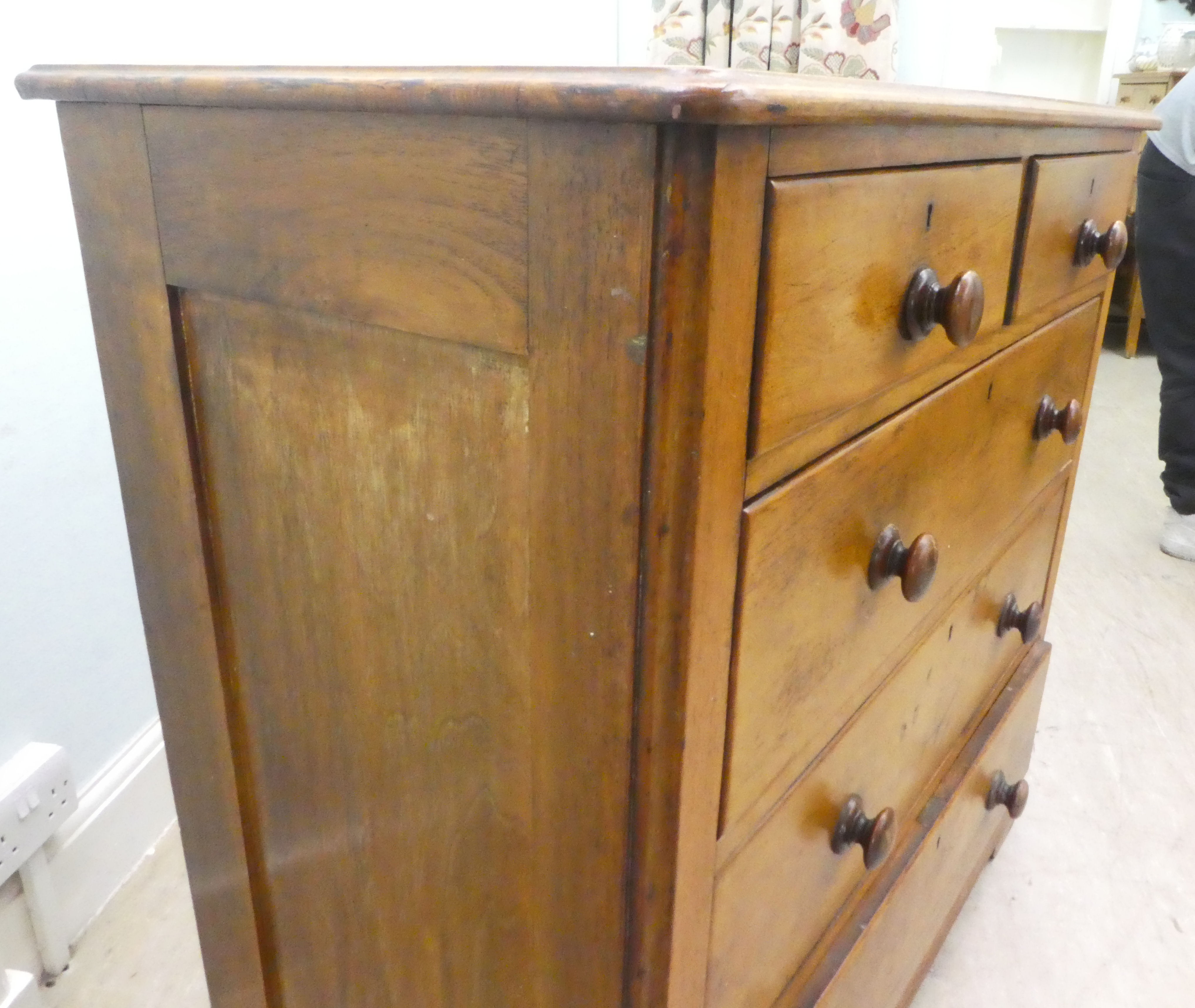 A late Victorian mahogany five drawer dressing chest, on a plinth  39"h  39"w - Image 3 of 5