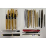 Variously made pens with examples by Parker and Sheaffer