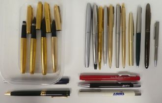 Variously made pens with examples by Parker and Sheaffer