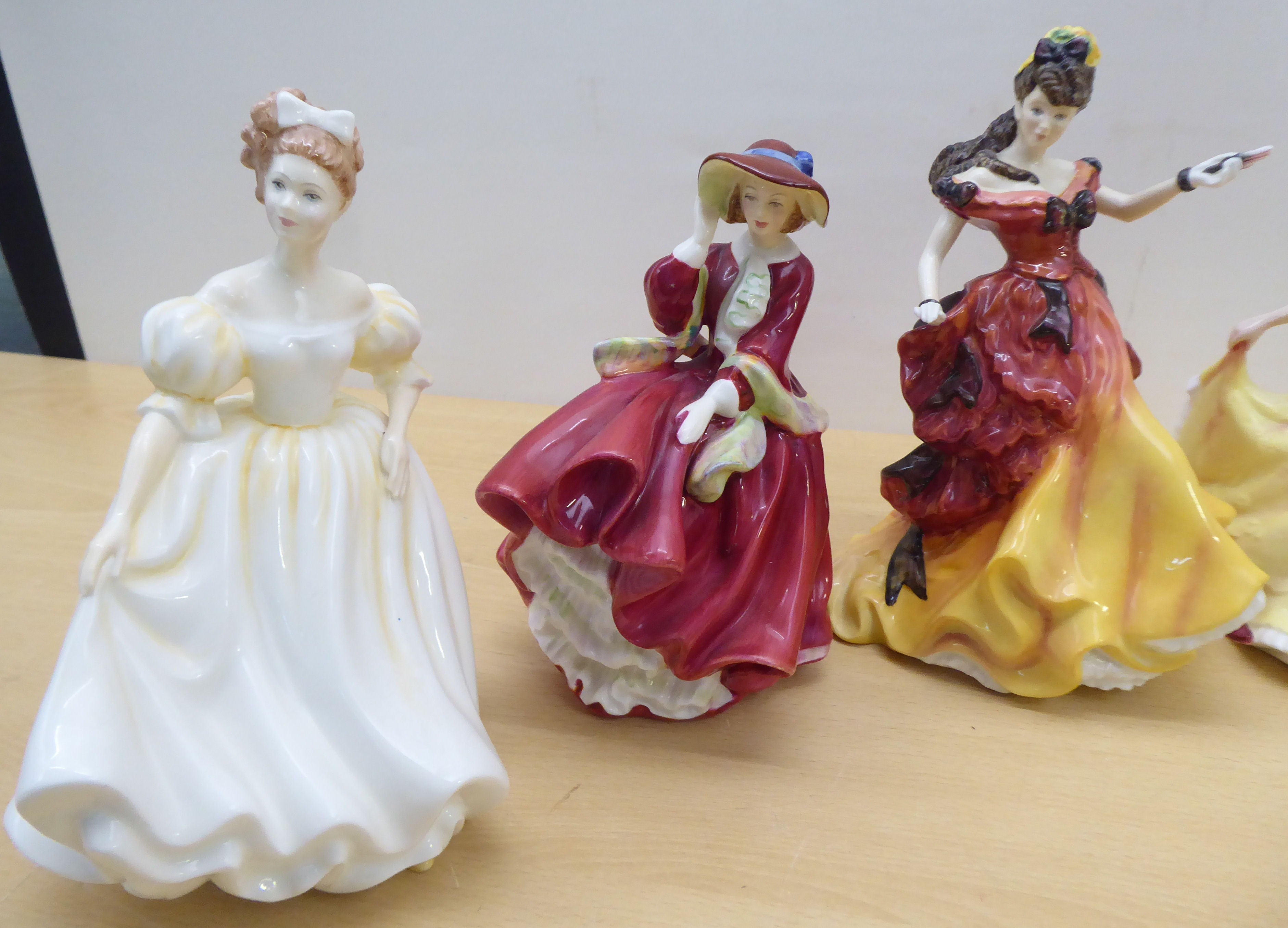 Seven Royal Doulton china figures: to include 'Autumn Breezes'  HN1911  7"h - Image 2 of 7