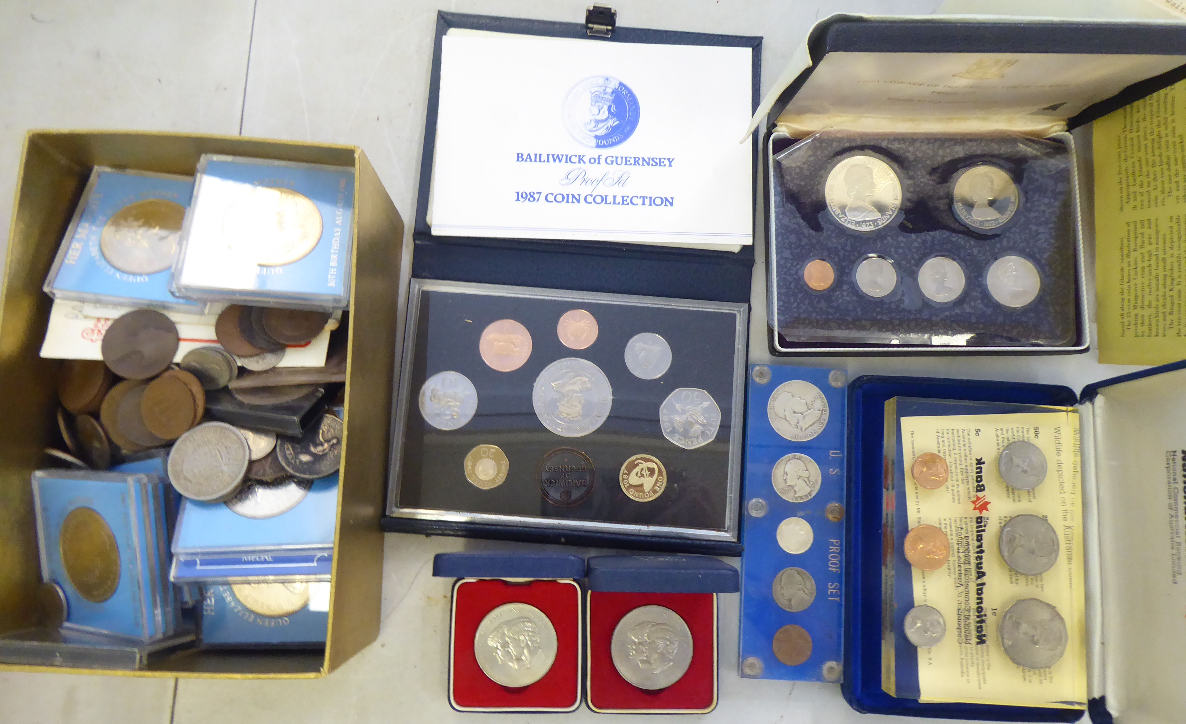Uncollated 19th/20thC mainly British coins: to include a 1987 Royal Mint Guernsey proof set  cased
