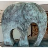 A cast bronze effect composition model, an elephant  17"h