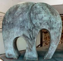 A cast bronze effect composition model, an elephant  17"h