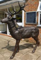 A cast bronze model, a stag with removable horns  88"h with provision in the hooves to be fixed to