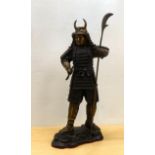 A cast bronze model, a Samurai warrior with a separate long sword  18"h
