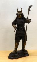 A cast bronze model, a Samurai warrior with a separate long sword  18"h