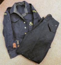 A Civil Defence two piece uniform  size no.16 with warden stitched sleeves