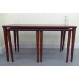 In the manner of Yngue Ekstron for Kallemo nesting set of three Cubus teak tables  largest 16"h