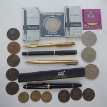 A mixed lot: to include a Mont Blanc Meisterstuck fountain pen with a 14k nib