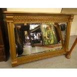 A late Victorian gilt framed oval mantel mirror  20"h   29"w