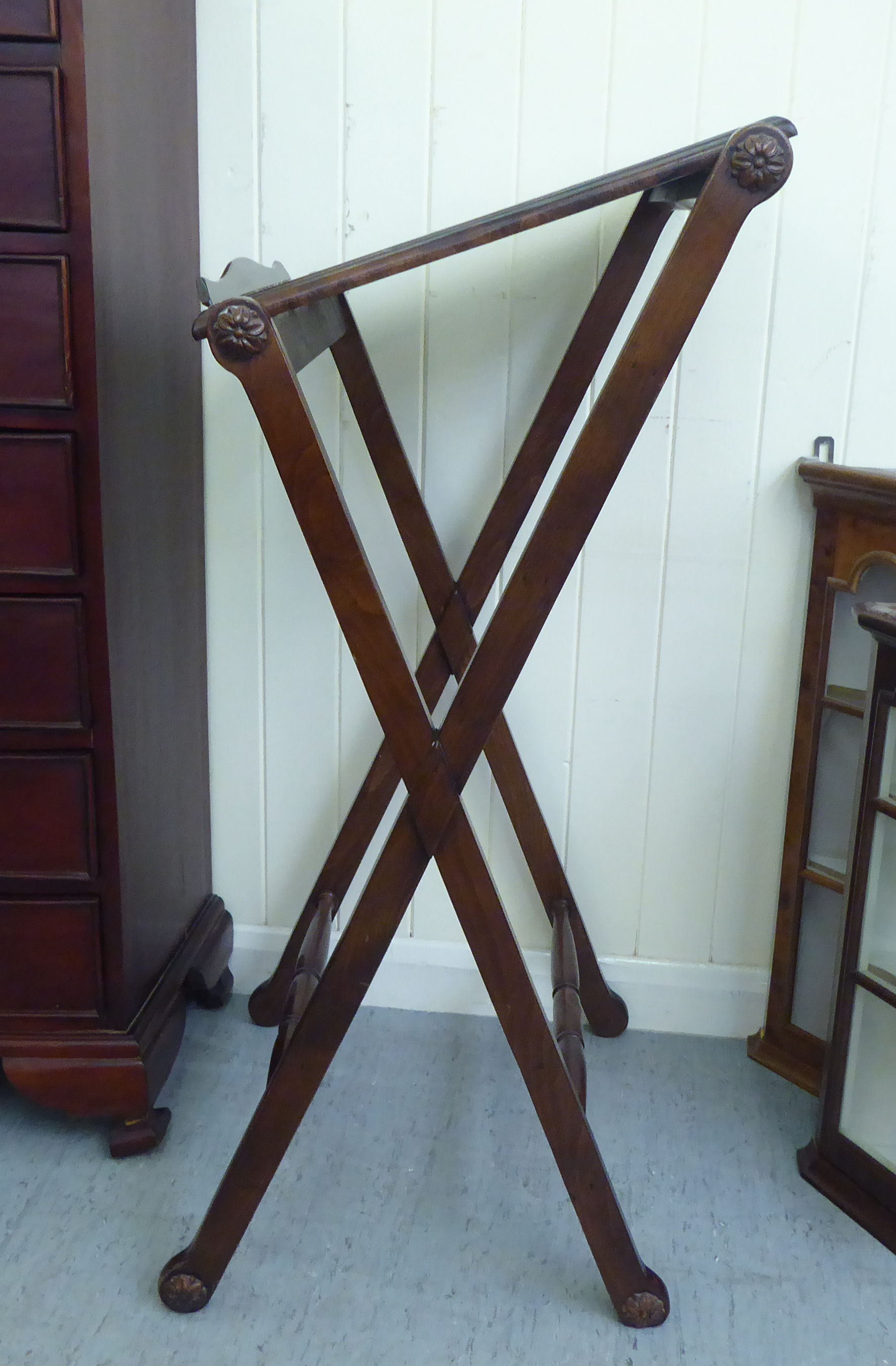 A modern mahogany lectern, on a stained beech crossover frame  38"h  19"w - Image 3 of 4