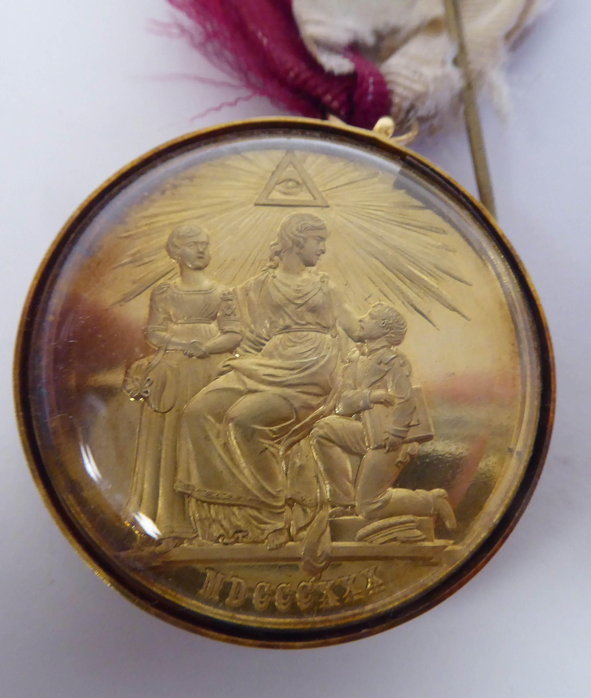 An Honourable Testimonial of Masonic Charity & Benevolence medal, in a 15ct gold mount, inscribed - Image 3 of 3