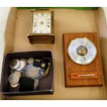 A mixed lot: to include uncollated coins; a timepiece; and a barometer