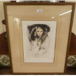 After Carl Josef Bauer - a study, a woman  etching  bears a pencil signature  14" x 10"  framed