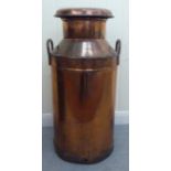 An early/mid 20thC copper Express Dairy Co twin handled milk churn  29"h