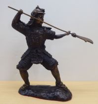 A cast bronze model, a Samurai warrior with a separate long sword  18"h