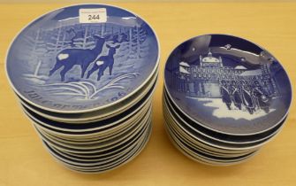 Nineteen Royal Copenhagen porcelain Christmas plates  7"dia