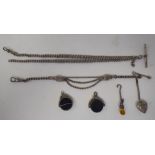 Silver and white metal jewellery: to include pendants and a button hook