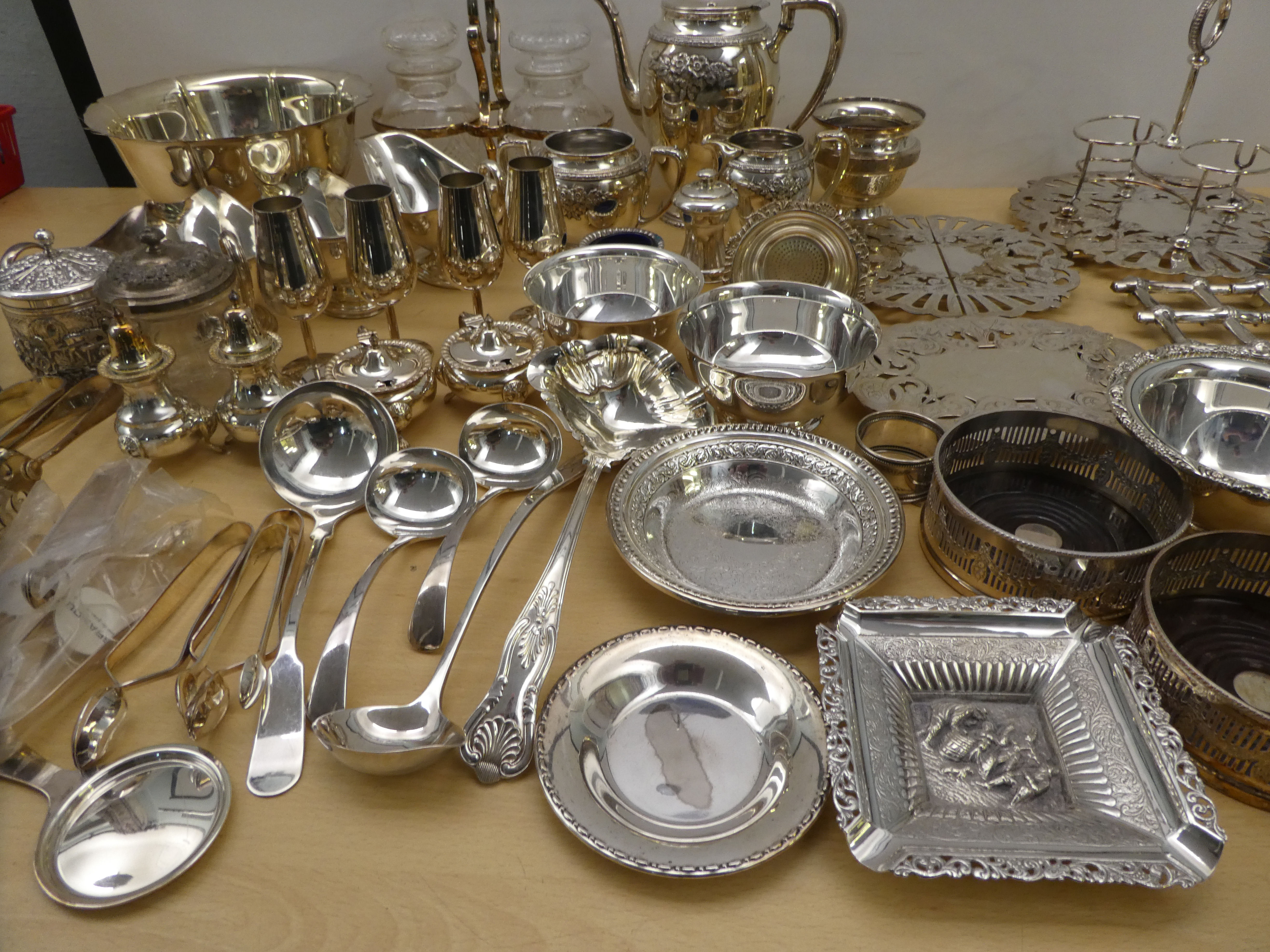 Silver plated tableware, mainly condiments pots and sauce boats - Image 7 of 7