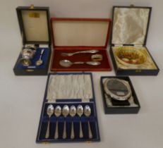 Silver and white metal collectables: to include presentation sets of flatware  mixed marks