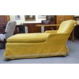 A 1930s mustard coloured fabric upholstered day bed