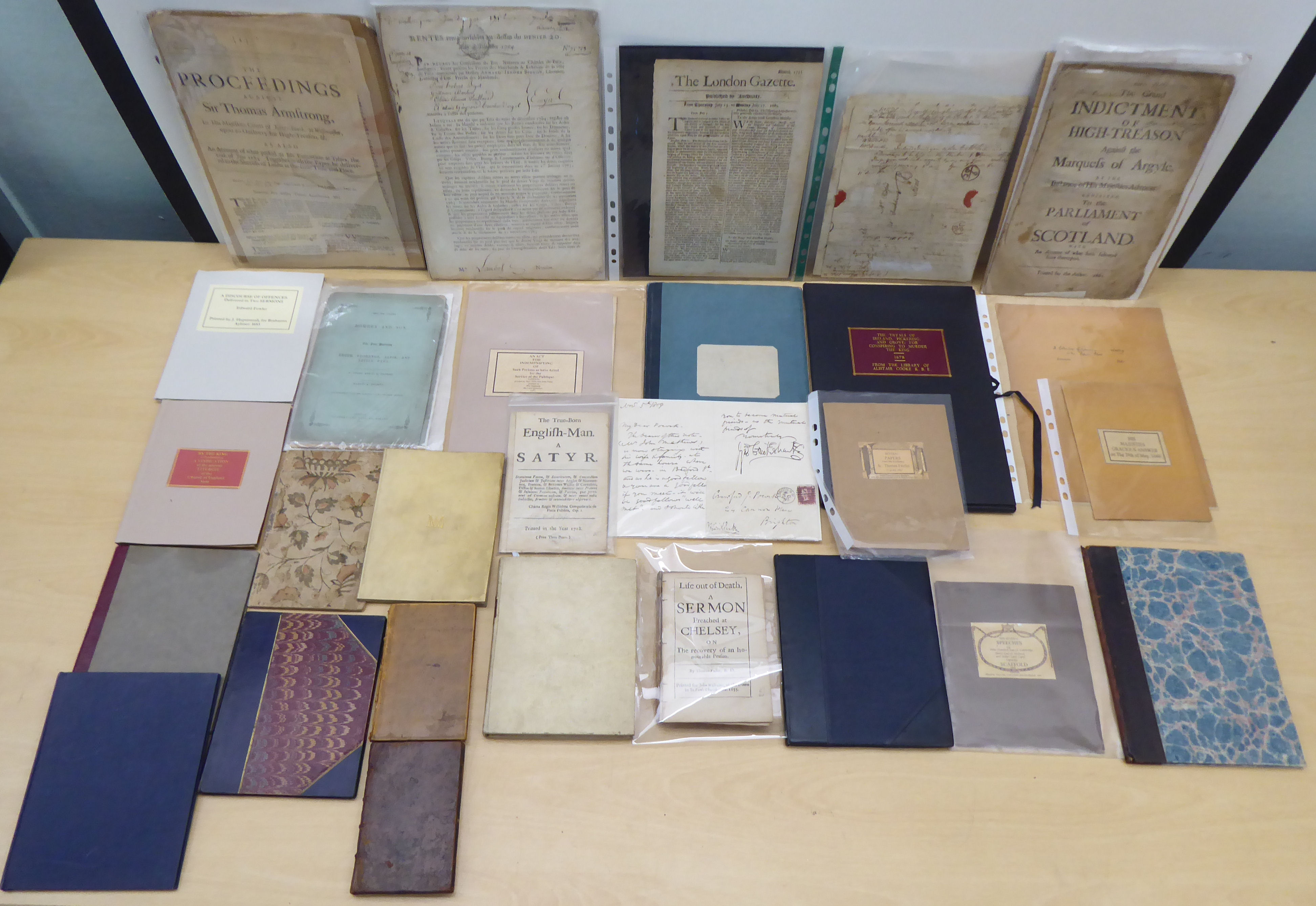 Books and other printed ephemera: to include extracts from 17th and 18thC publications