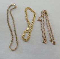 Four various fancy 9ct gold bracelets: to include a ropetwist example, on a ring bolt clasp