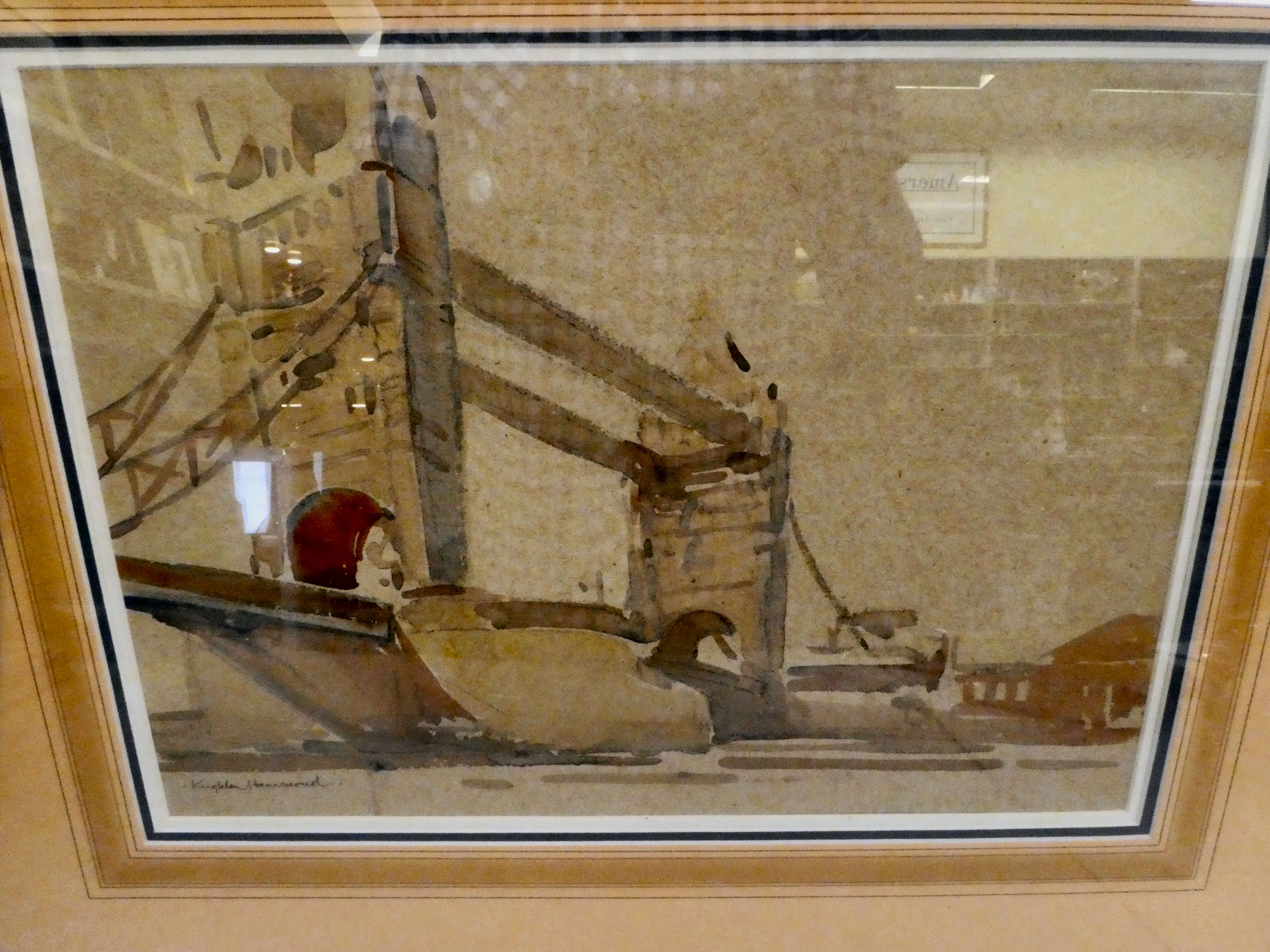K Hammond - a study of Tower Bridge  watercolour  bears a signature  11" x 15"  framed - Image 2 of 4