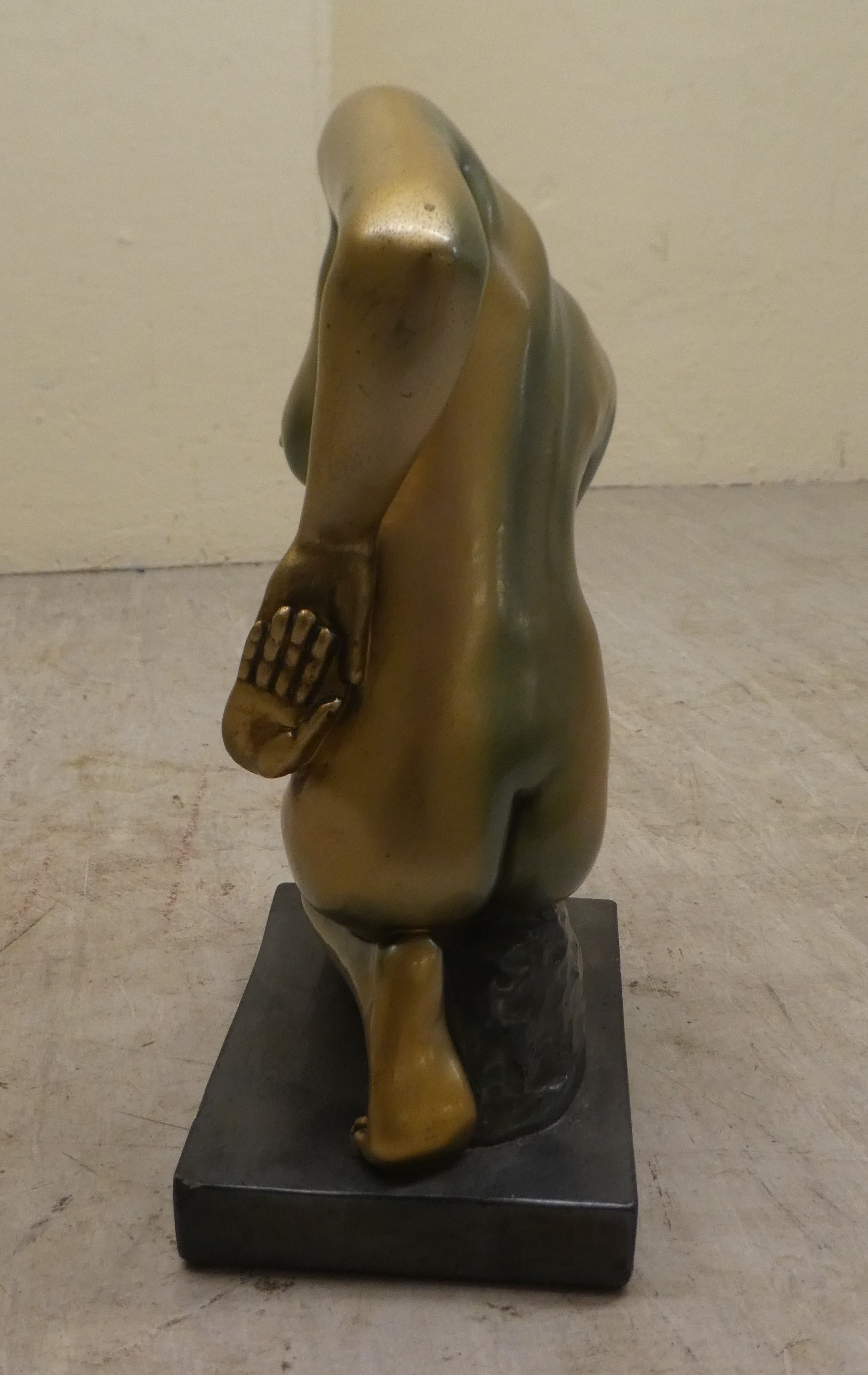 A 1930s Art Deco painted plaster figure, a kneeling nude  12.5"h - Image 2 of 7