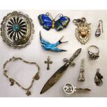 Silver and silver coloured metal trinkets and other items of ornament: to include a Sterling,