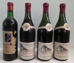 Three bottles of 1952 Chateau de la Tour Clos-Vougeot; and a bottle of Chateau Smith Haut La Jite